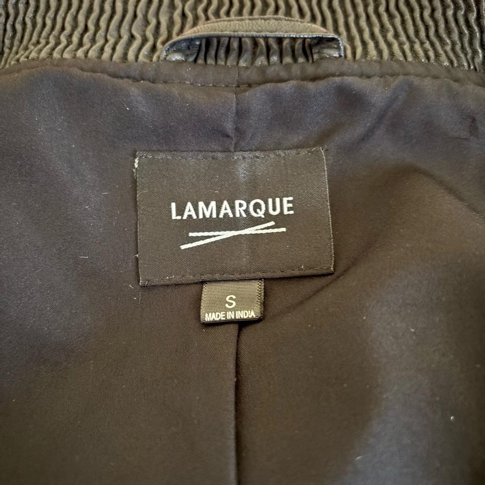 Lamarque Leather Black and Gold Bomber Jacket - Picture 8 of 12